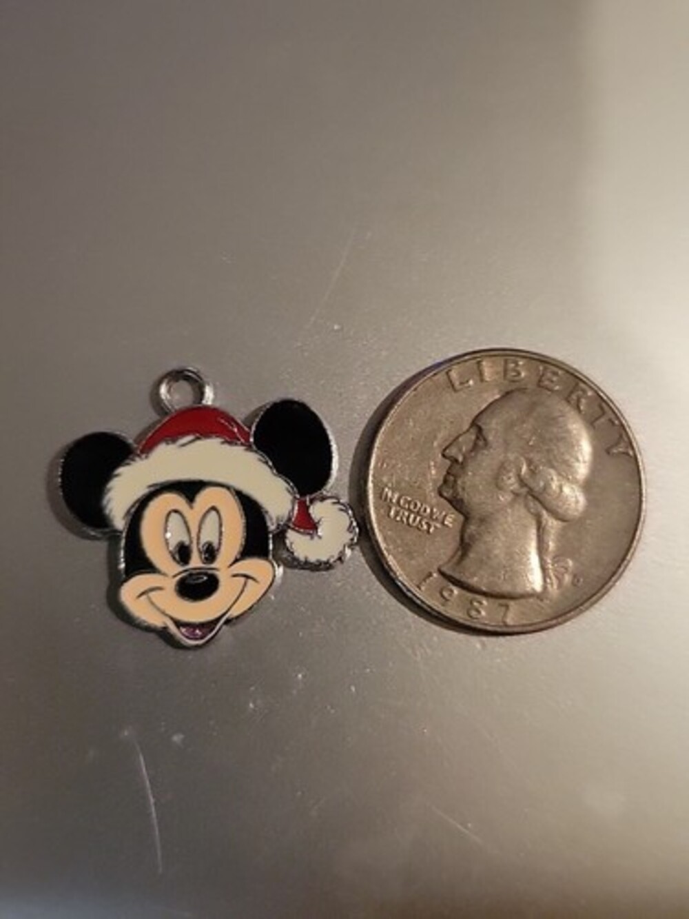 Disney Mickey Mouse Santa Hat Pendant Necklace Christmas Holiday Unsigned